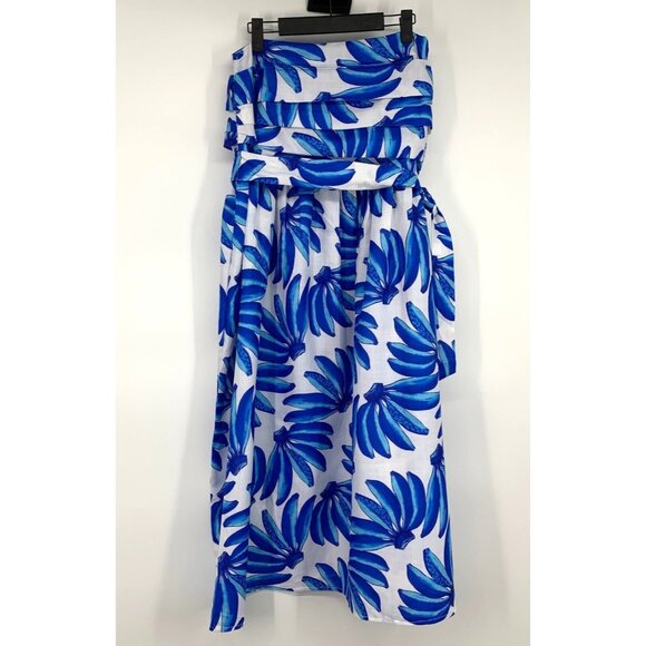 HT 360 Collective Skirt Blue Banana Print Maxi Tie Waist High Waist - Picture 11 of 16
